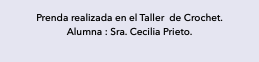 Prenda realizada en el Taller de Crochet. Alumna : Sra. Cecilia Prieto.